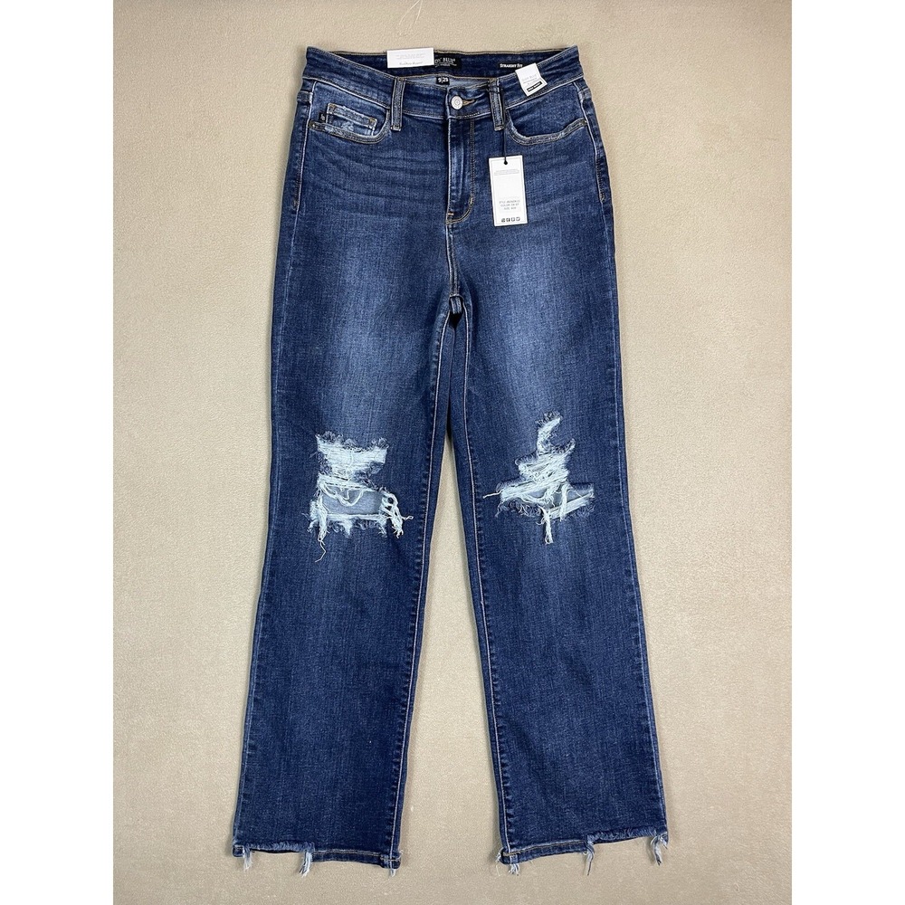 Judy Blue Straight Fit Jeans Womens 9/29 Blue Distressed High Waist JB82592DK-CO